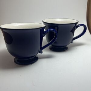 Set of 2 Vintage Gibson Cobalt Blue Pedestal Mugs